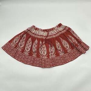 M.A.B.E / MABE Women's Size XS Red Boho Paisley Print Cotton Lined Mini Skirt